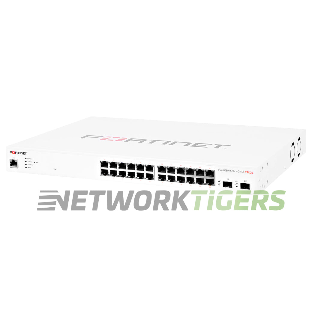 Fortinet FS-424D-POE 24x 1GB RJ45 (12x PoE+) 2x SFP+ Local Management Switch