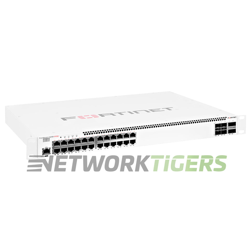 Fortinet FS-524D-FPOE 24x PoE+ RJ45 4x SFP+ 2x QSFP+ Registrable Switch