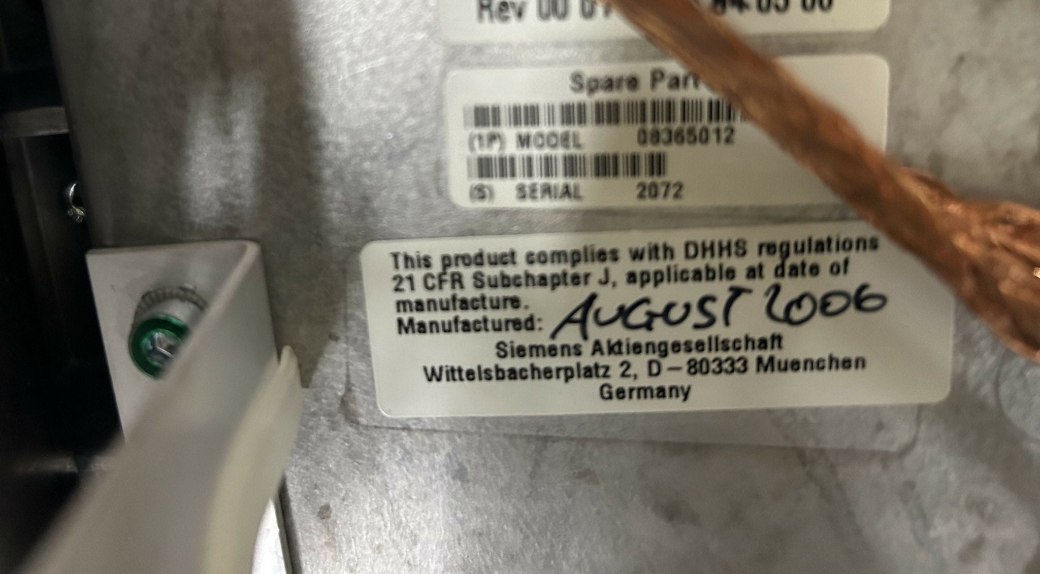 HIGH VOLTAGE TANK P30 (08365004/08365012) SIEMENS