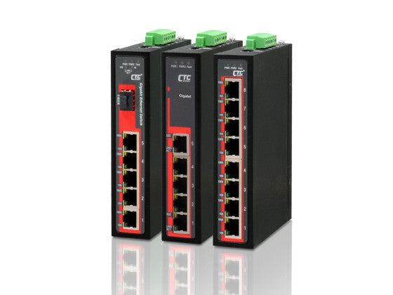 IGS-500-E - 5 port 10/100/1000Base-TX Gigabit Ethernet Industrial switch, -40 to 75 Celsius, DIN rail mount