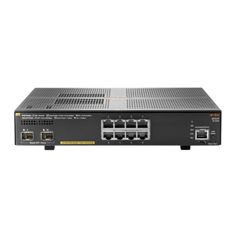 JL258A ARUBA 2930F 8G PoE+ 2SFP+ Switch - RENEW