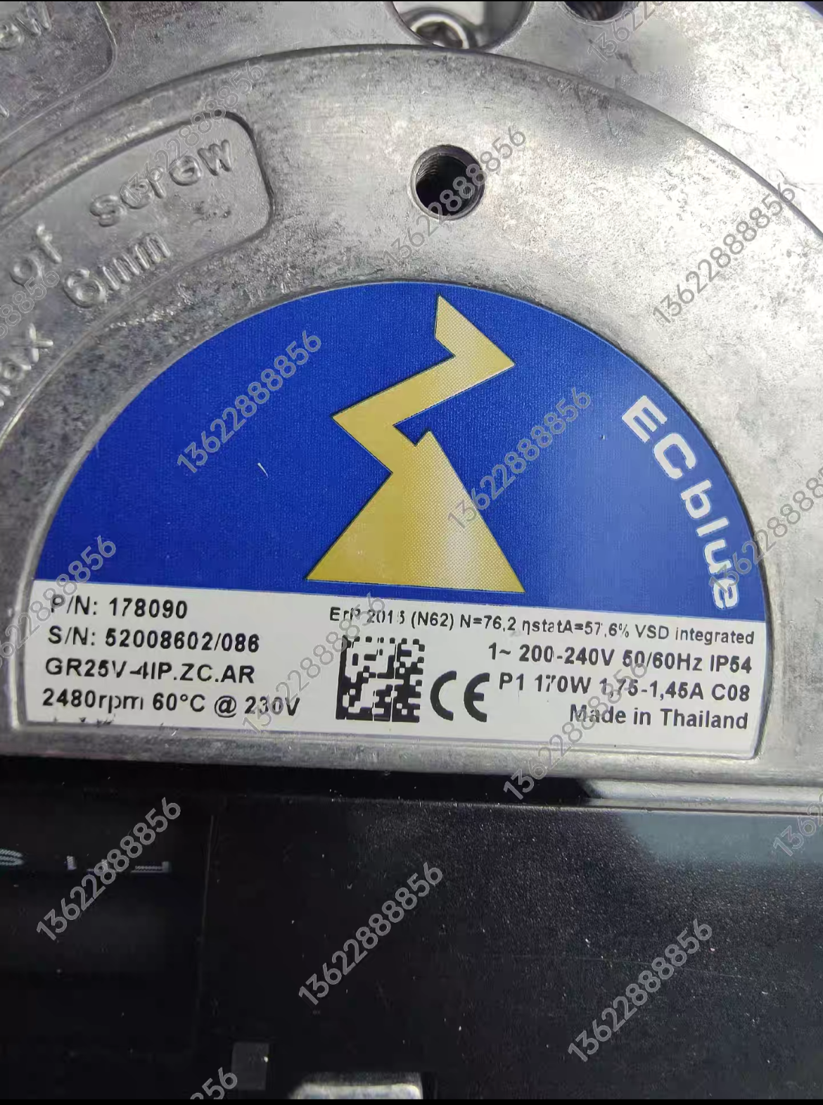 GR25V-4IP.ZC.AR ZIEHL-ABEGG centrifugal fan 200-240V 0.17KW 1.75A 2480rpm