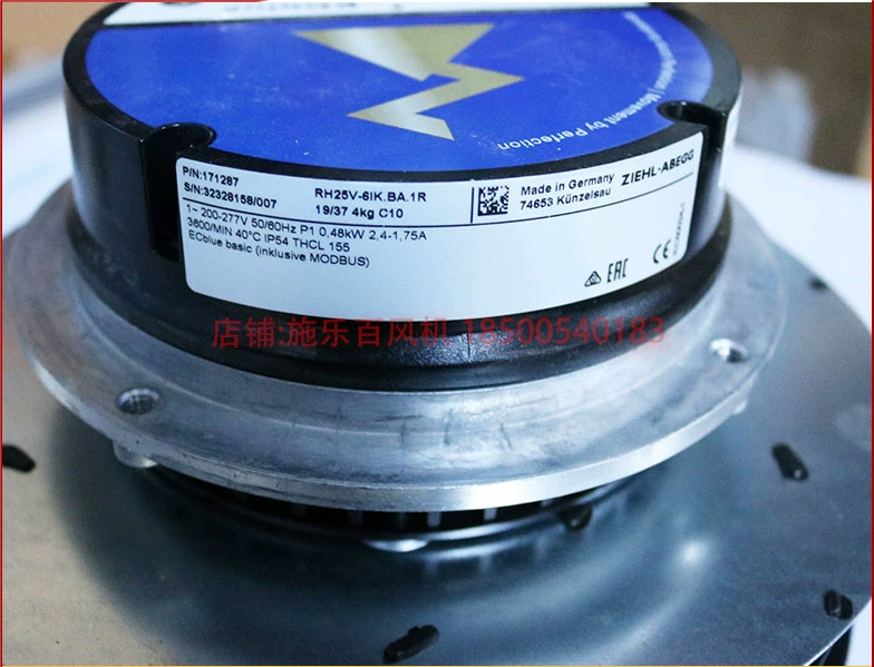 GR25V-6IK.BA.1R A5E35451924 ZIEHL-ABEGG centrifugal fan 0.48kW 200/277V 2.4/1.75A 3800rpm