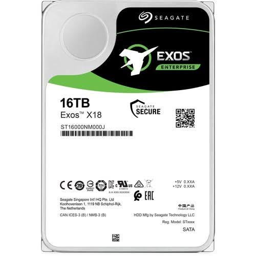 Seagate Exos X18 ST16000NM000J 16 TB Hard Drive 3.5" Internal SATA (SATA/600)