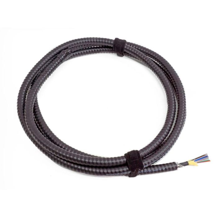TLC Indoor/Outdoor Fiber Optic Cable with Aluminum Interlocking Armor 24 Fiber ClearCurve Multimode 50/125um OM3 Plenum Black (per meter)