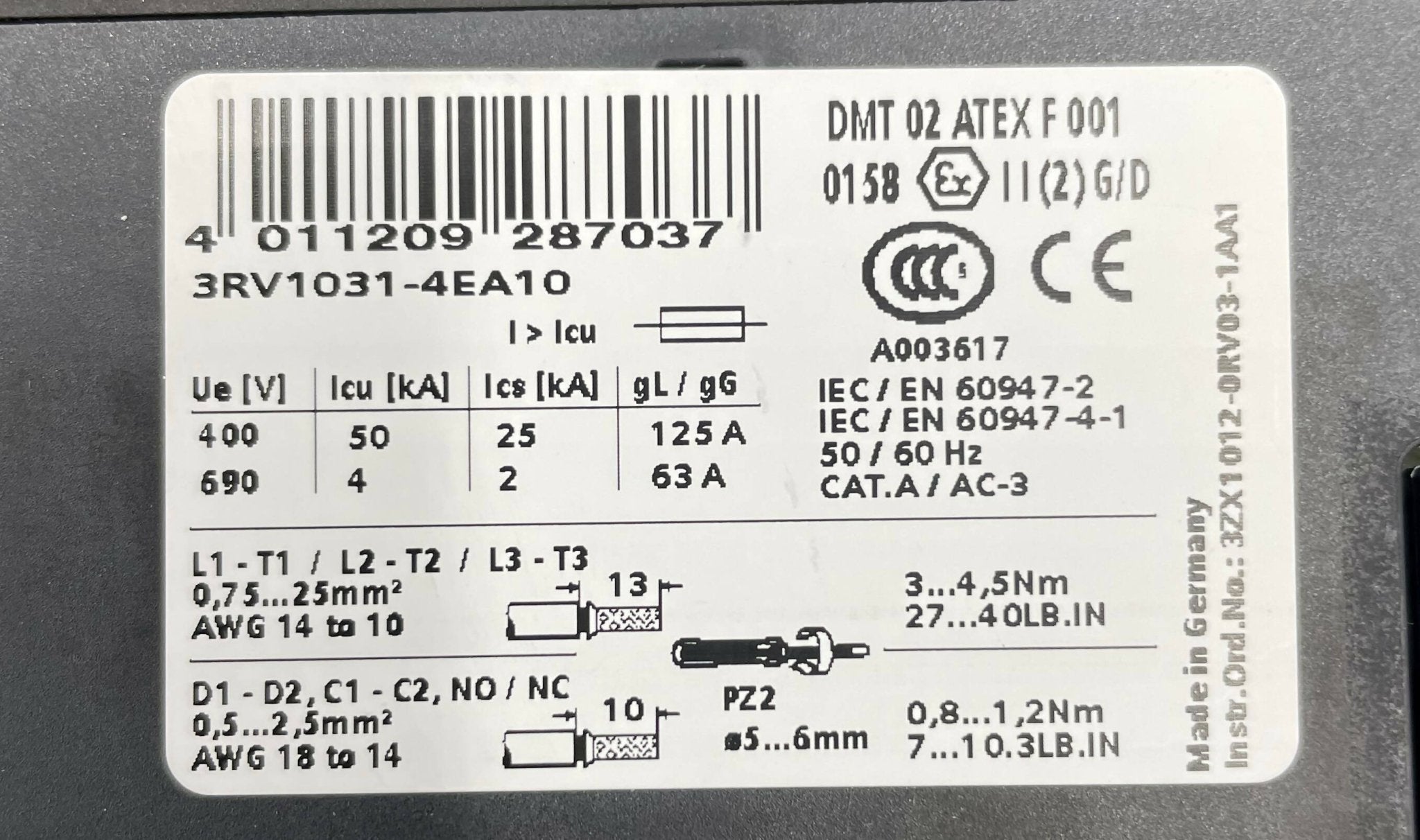 MOTOR OVERLOAD SW (3RV1031-4EA10/10161683) SIEMENS