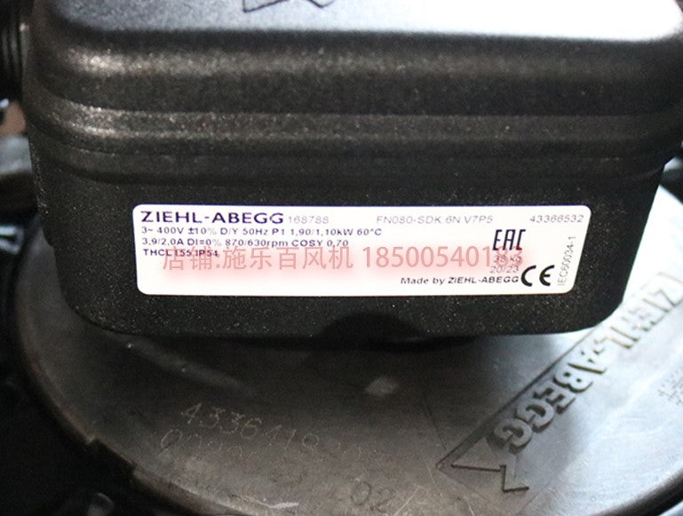 FN080-SDK.6N.V7P2 ZIEHL-ABEGG Axial Fan 1.9/1.1 kW 3.9-2.0A 870/630 rpm