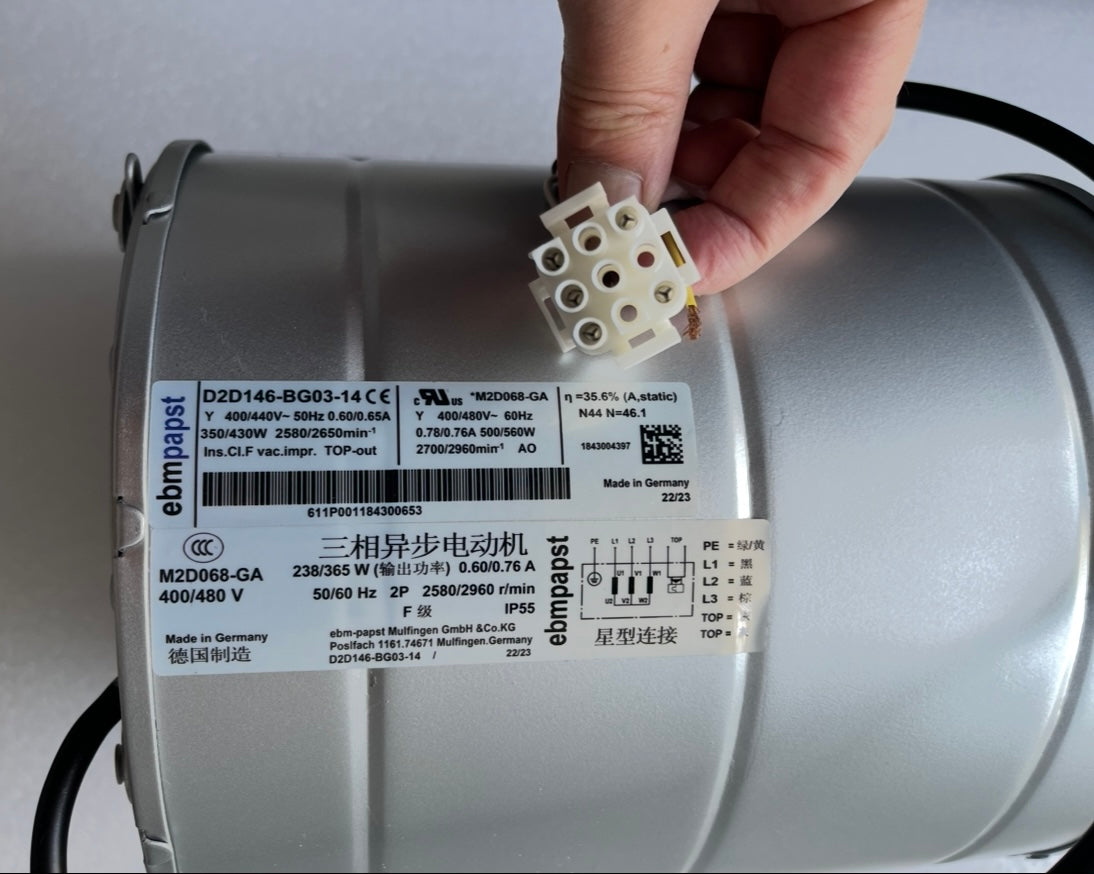 EBMPAPST D2D146-BG03-14 Centrifugal Fan | 0.35/0.56KW Dual-Power | 2580/2960RPM For Schneider Inverter Fan VZ3V1212