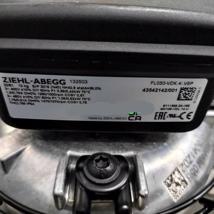 FL050-VDK.41.V5P ZIEHL-ABEGG Axial Fan 400V 0.44/0.69KW 1.5/0.76A 1280/1000rpm
