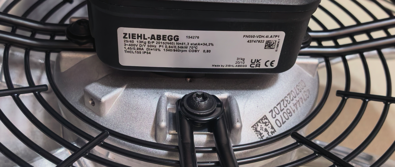 FN050-VDH.4I.A7P1 ZIEHL-ABEGG Axial Fan | 3~400-460V | 1330/940RPM 0.83/0.55kW 1.45/0.97A