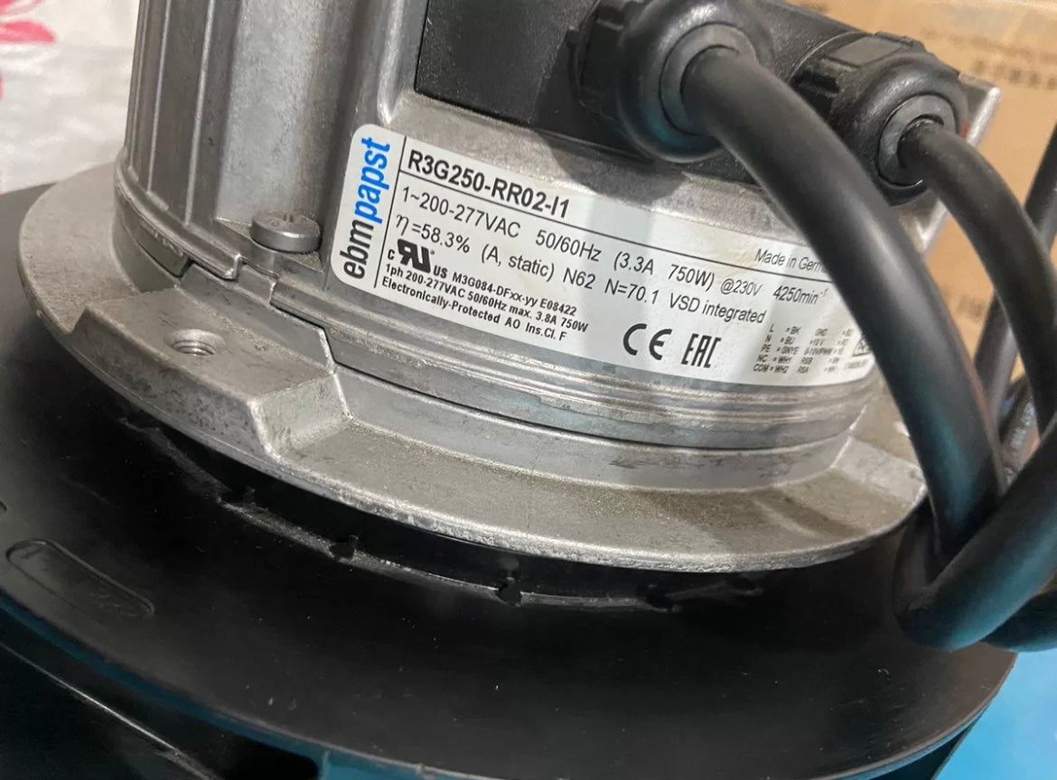 R3G250-RR02-I1 ebm-papst Centrifugal Fan 1-200-277V 750W 3.3A 4250rpm