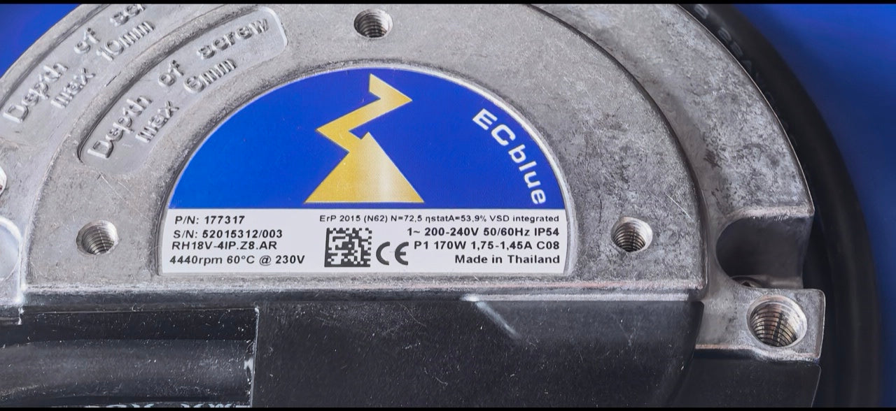 RH18V-4IP.Z8.AR(MK055-4IP.04.RK) ZIEHL-ABEGG centrifugal fan | 1-200/240V | 4440 RPM 0.17kW 1.75/1.45A