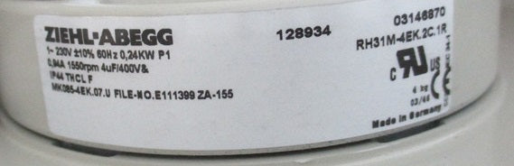 Brand new RH31M-4EK.2C.1R MK085-4EK.07.U ZIEHL-ABEGG centrifugal fan 1~115/230V 0.24kW 0.95A 1570Rpm