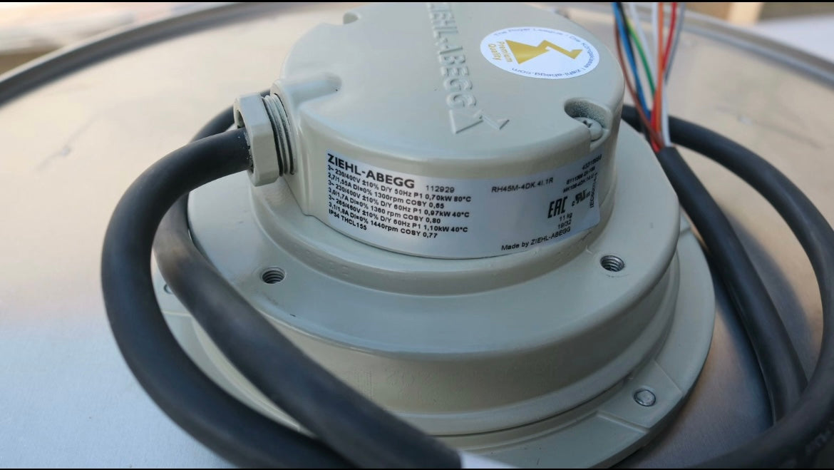 ZIEHL-ABEGG RH45M-4DK.4I.1R Centrifugal Fan | 0.70/1.1kW Dual-Speed | 230-460V
