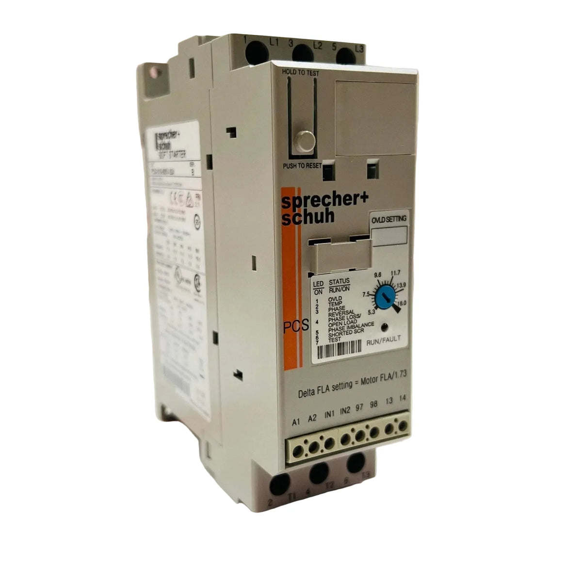 Sprecher + Schuh PCS-037-600V-024 Soft Starter 37A 24VAC/DC Motor Controller with Bypass