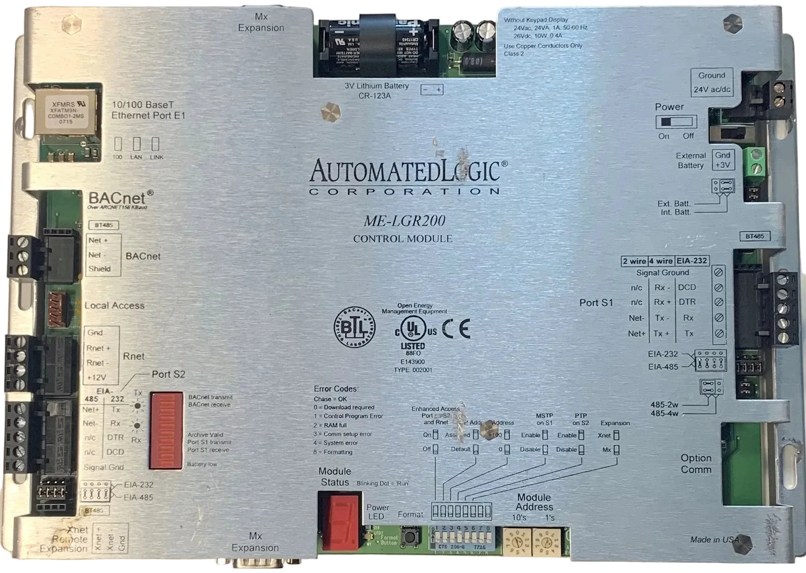 Automated Logic ME-LGR200 BACnet Router 200 Points 24VAC 26VDC Building Automation
