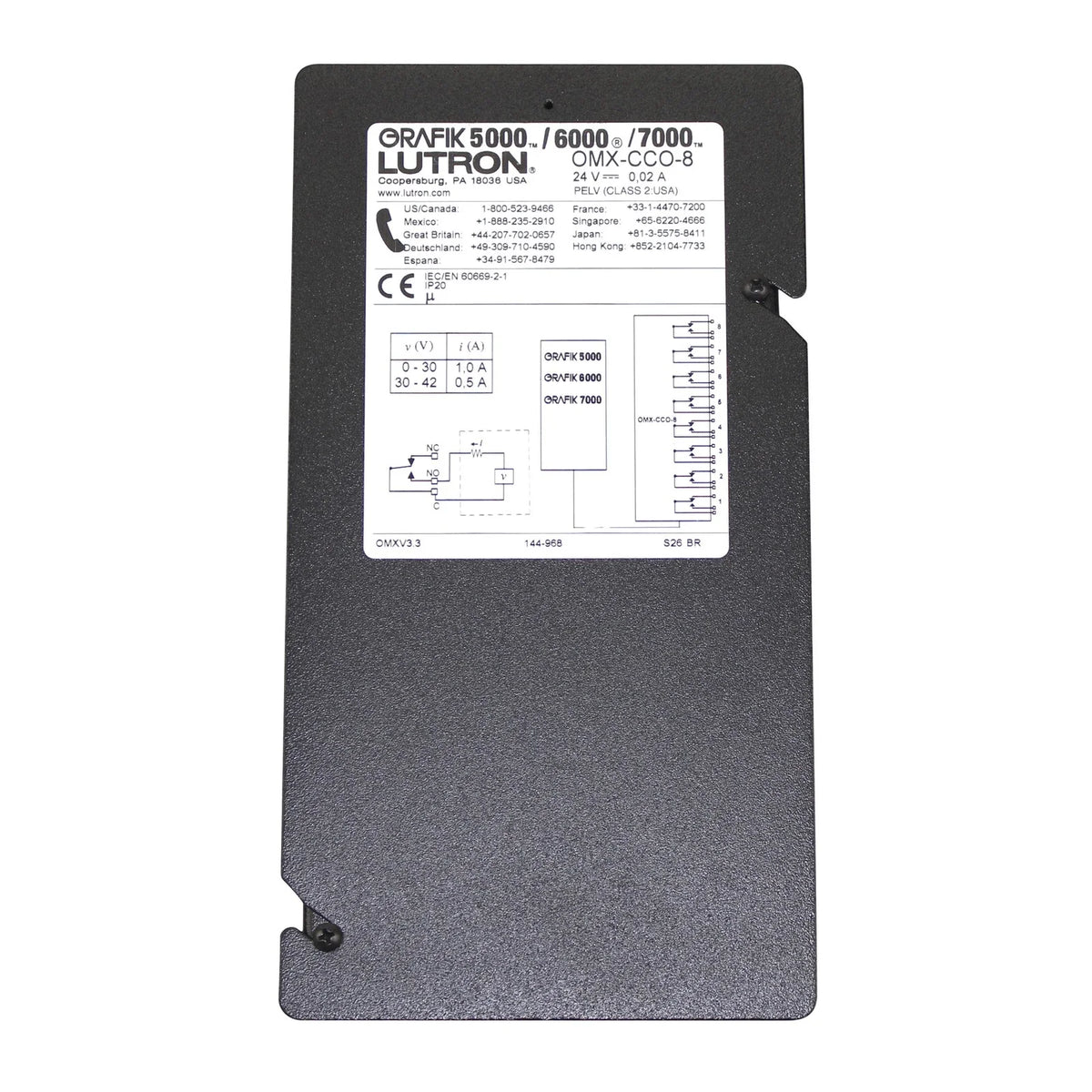 OMX-CCO-8 | Lutron GRAFIK Eye Control Interface with 8 Dry Contact Closure Outputs