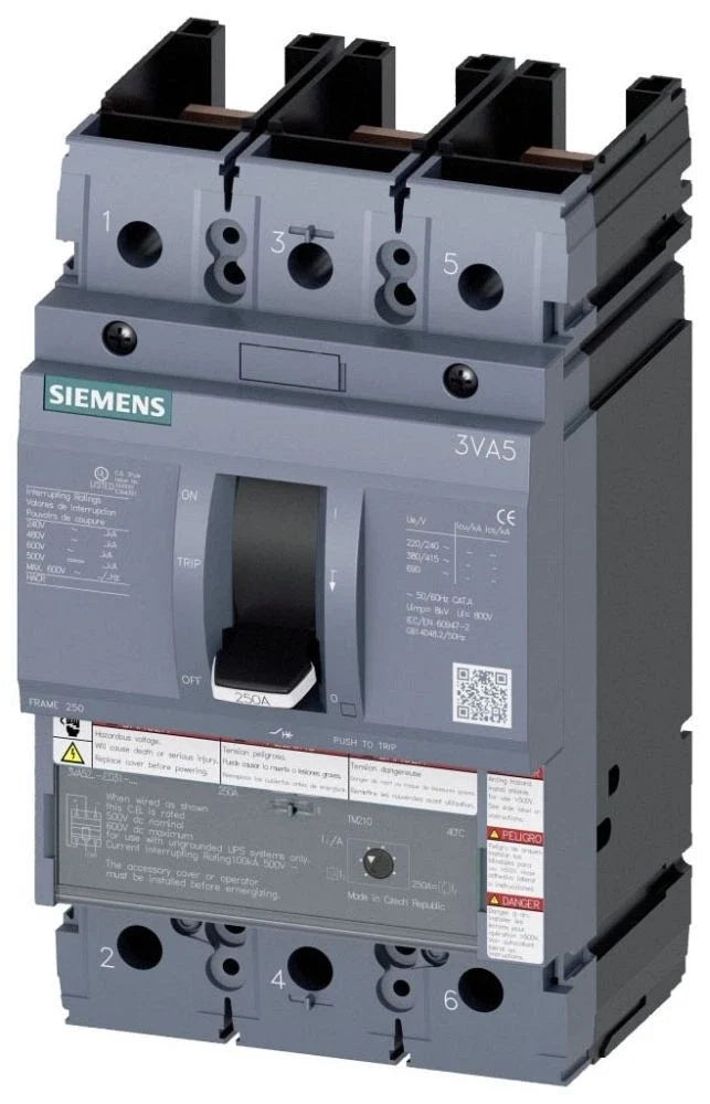 Siemens 3VA5220-5EC31-0AA0 200A 3-Pole 3VA5 Molded Case Circuit Breaker TM230