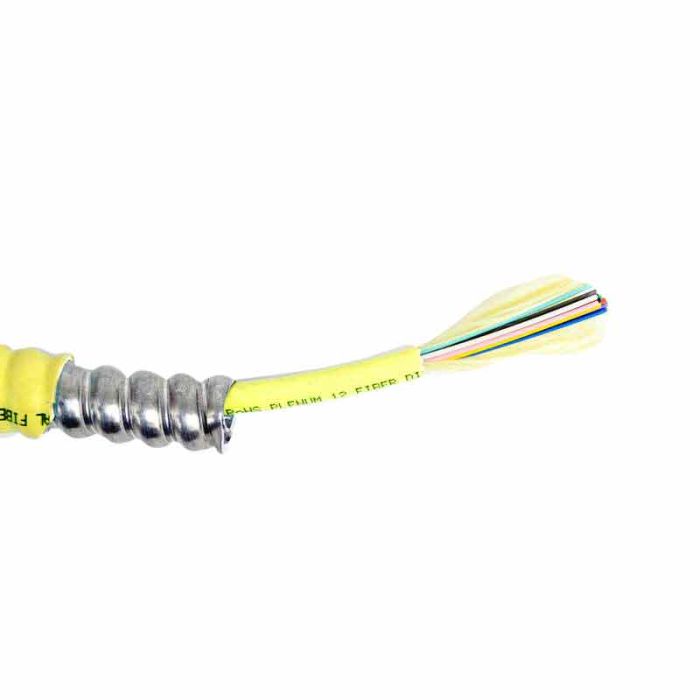 TLC Distribution Fiber Optic Cable with Aluminum Interlocking Armor, 6 Fiber, Singlemode, 9/125um, OS2, Plenum, Yellow | Plus Corning® SMF-28® Ultra Fiber, (per meter)