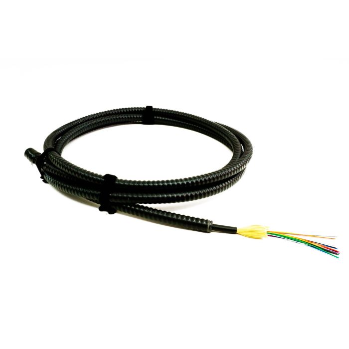 TLC Indoor/Outdoor Fiber Optic Cable with Aluminum Interlocking Armor, 24 Fiber, Singlemode, Riser, Black | Plus Corning® SMF-28® Ultra Fiber, per meter
