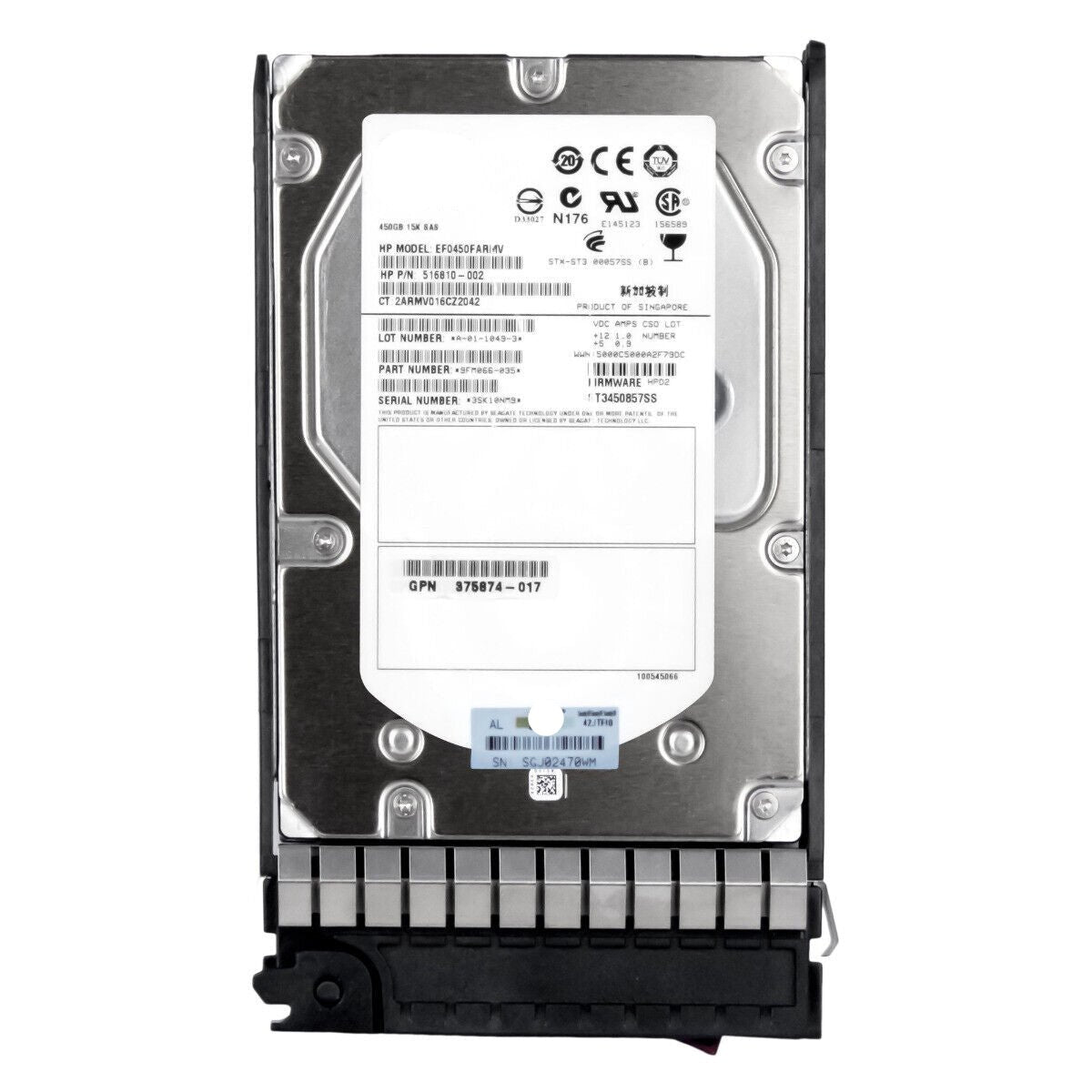 516810-002 disco duro SAS 6G de 450 GB a 15 000 rpm LFF de 3,5" SC Enterprise EF0450FARMV