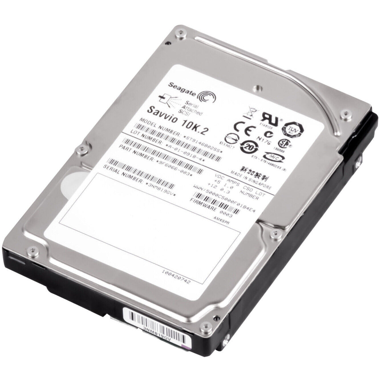 Disco SAS de 146 GB, 2,5", 10 000 RPM, 3 Gb/s; caché de 16 MB ST9146802SS