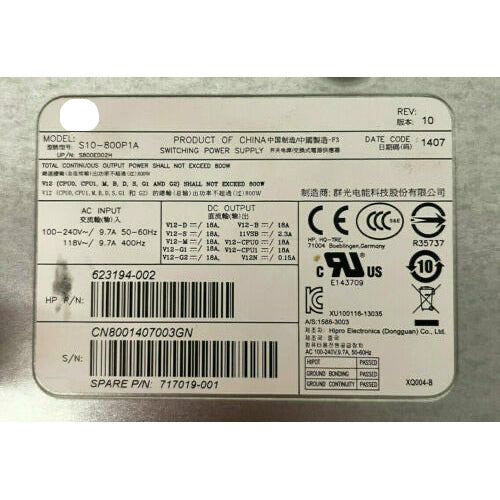 HP Z620 Workstation 800W Power Supply 623194-002 623194-001 fonte - MFerraz Tecnologia
