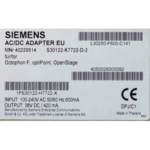 Fonte Delta TADP - 19AB a Siemens OpenStage S30122-K7722-D-2 S30122-H7726-X Charger show original title - MFerraz Tecnologia