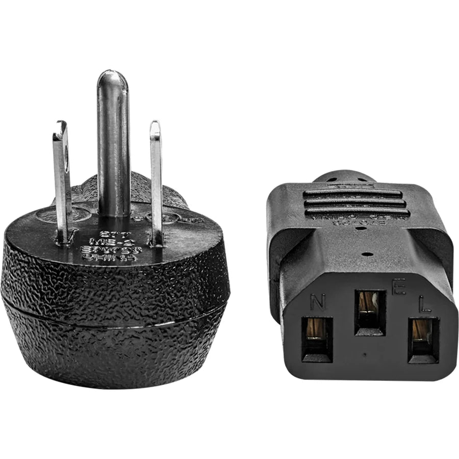 Eaton Tripp Lite Series Desktop Computer AC Power Cord, Right-Angle NEMA 5-15P to C13 - 10A, 125V, 18 AWG, 15 ft. (4.57 m), Black