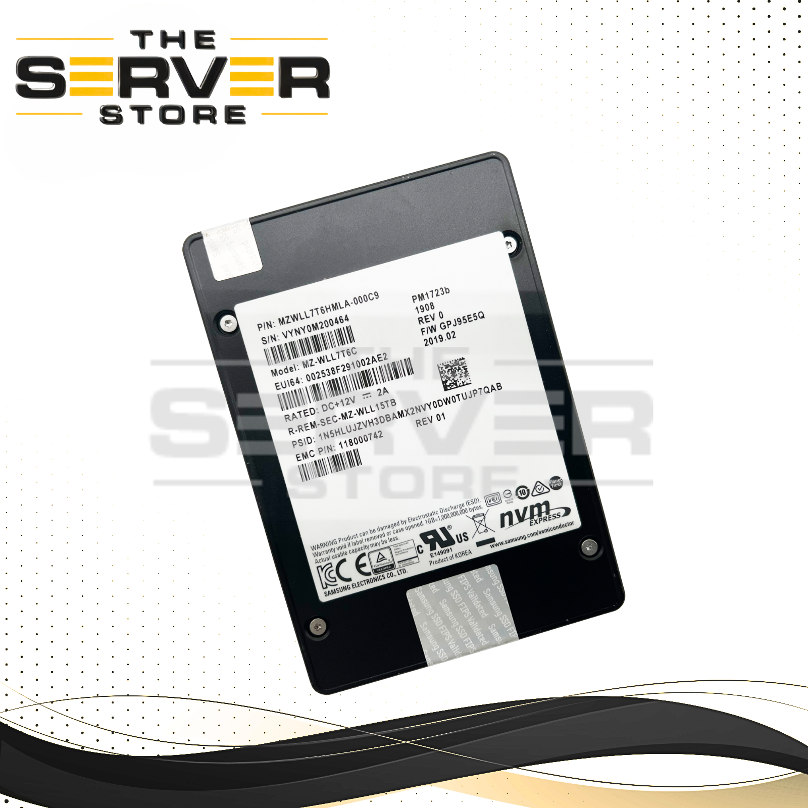 EMC Samsung PM1723b 7.68TB NVMe x4 SED U.2 2.5" SSD MZWLL7T6HMLA-000C9 MZ-WLL7T6C 118000742