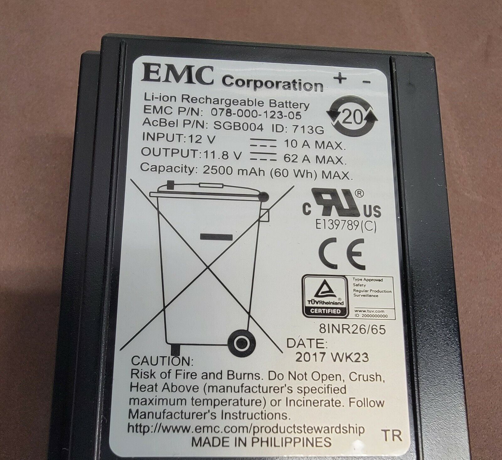 078-000-123 Unidad de Batería de Respaldo EMC para VNX2 VNX5400