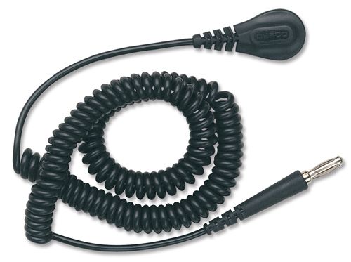 Desco 09680 12Feet Black Coil Cord for Anti Static Wristband