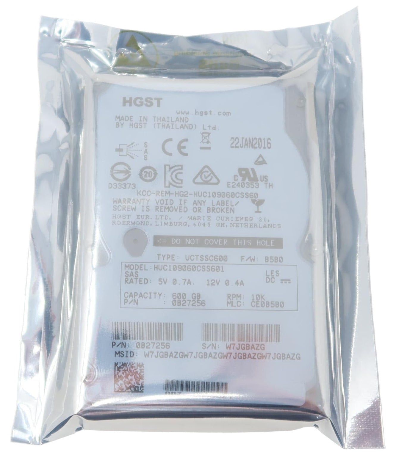 0B27256 HUC109060CSS601 Hitachi 600Gb 10K 6Gb/s 2.5" SAS Hard Drive