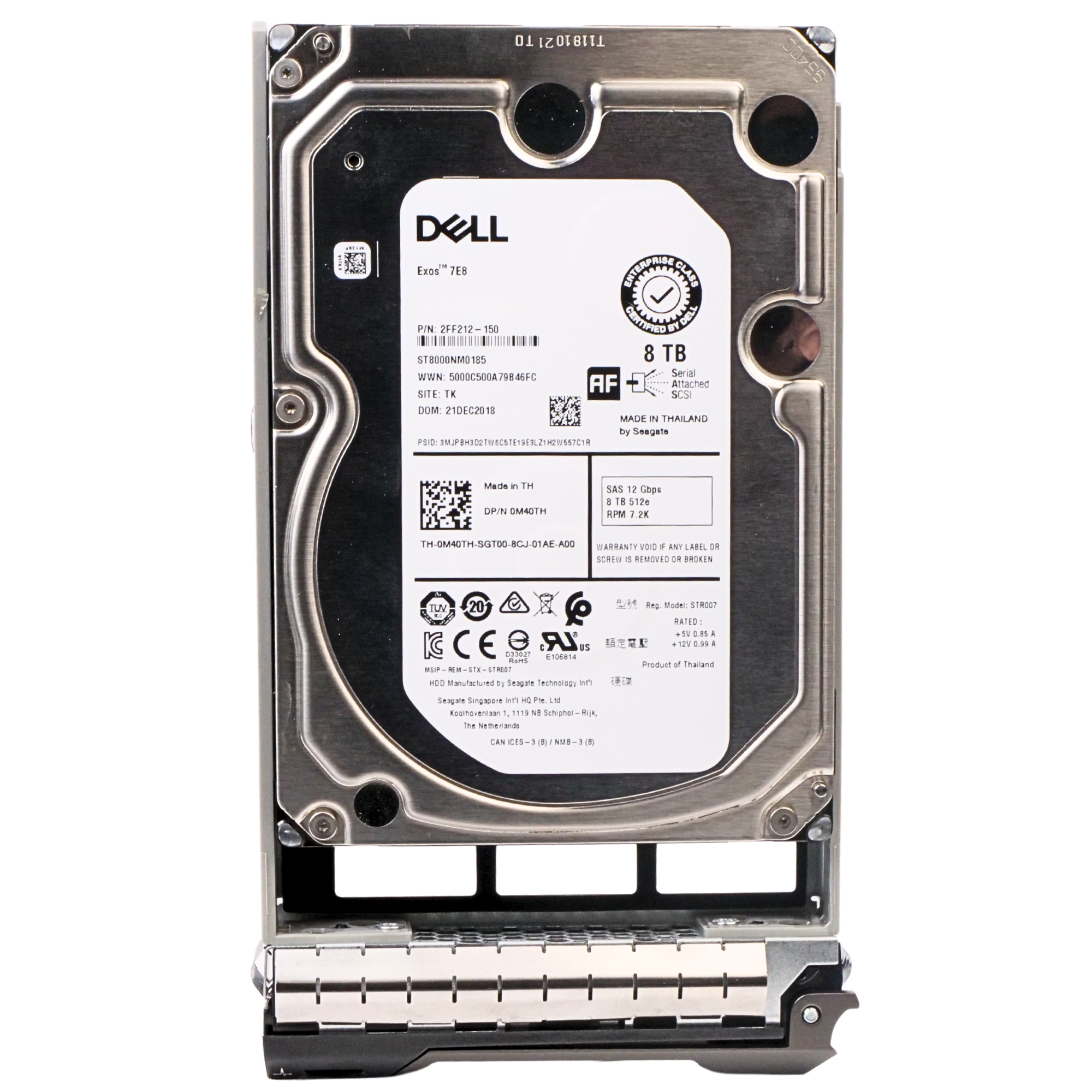 Dell G13 0XX7MT 8TB 7.2K RPM SAS 12Gb/s 512e 256MB 3.5in Recertified HDD