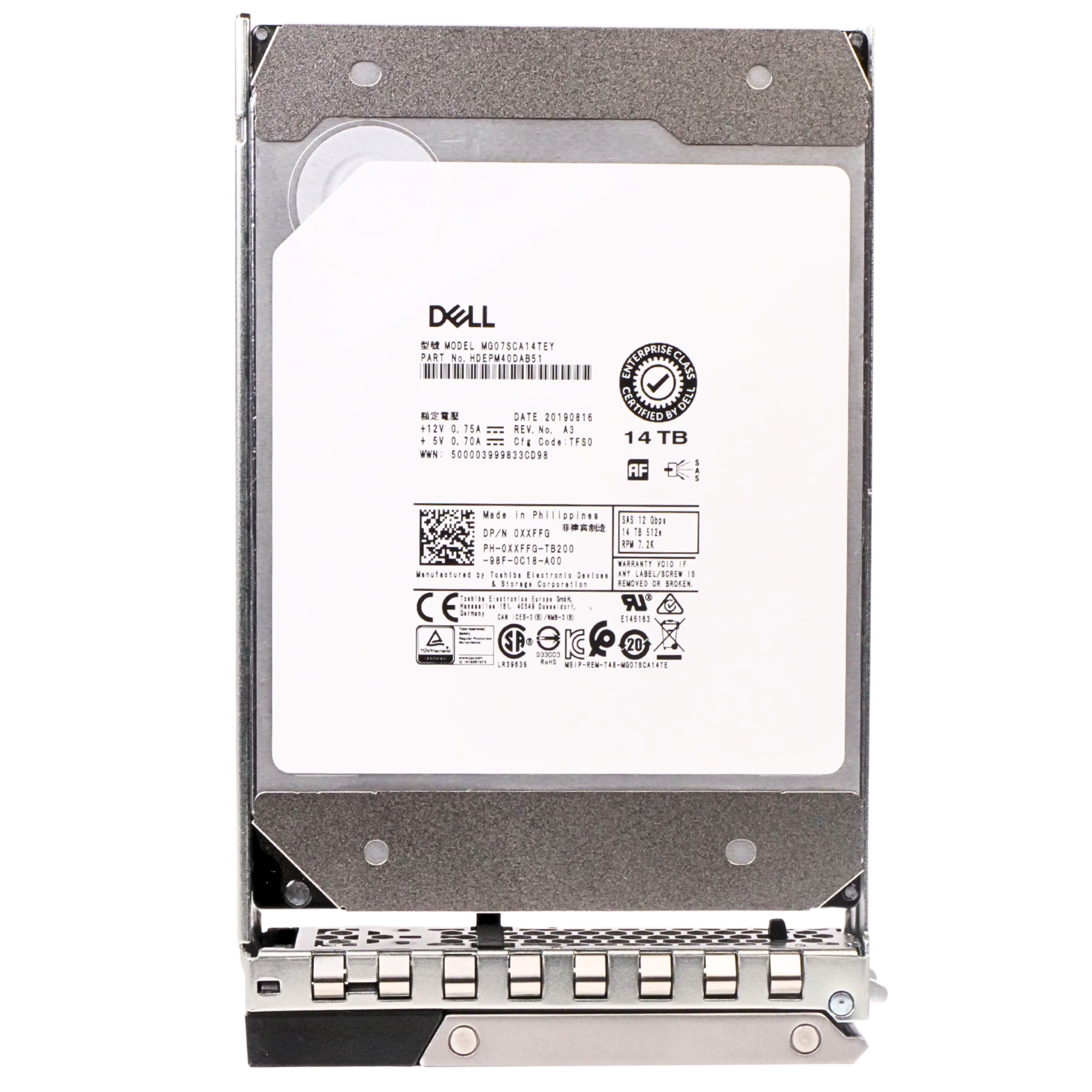 Dell G14 00GG47 14TB 7.2K RPM SAS 12Gb/s 512e 256MB 3.5in HDD