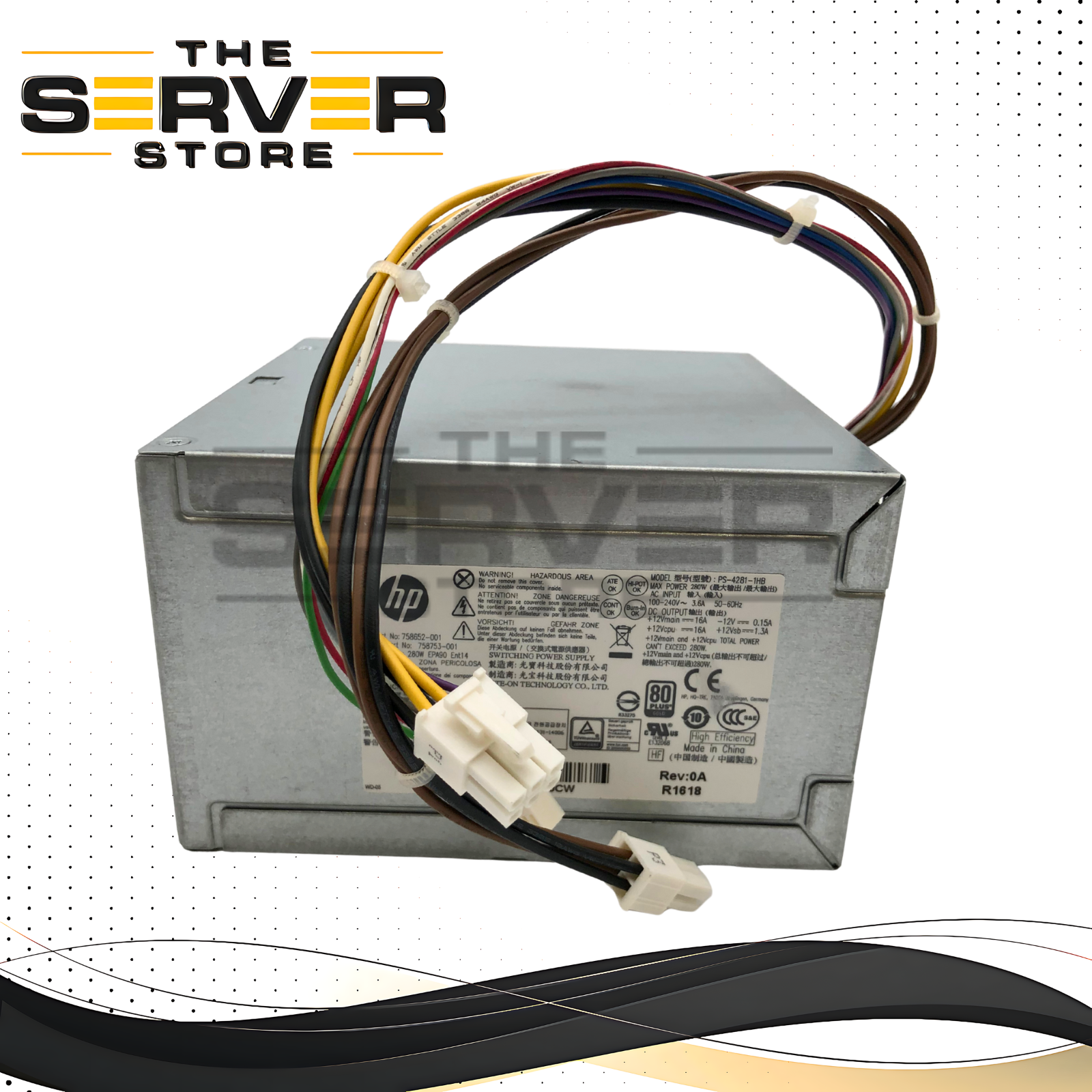 HP 280W 80+ Gold Power Supply Unit (PSU) for ProDesk 600 G1 & EliteDesk 800 G1 SFF. P/N: PS-4281-1HB, 758753-001, 758652-001.