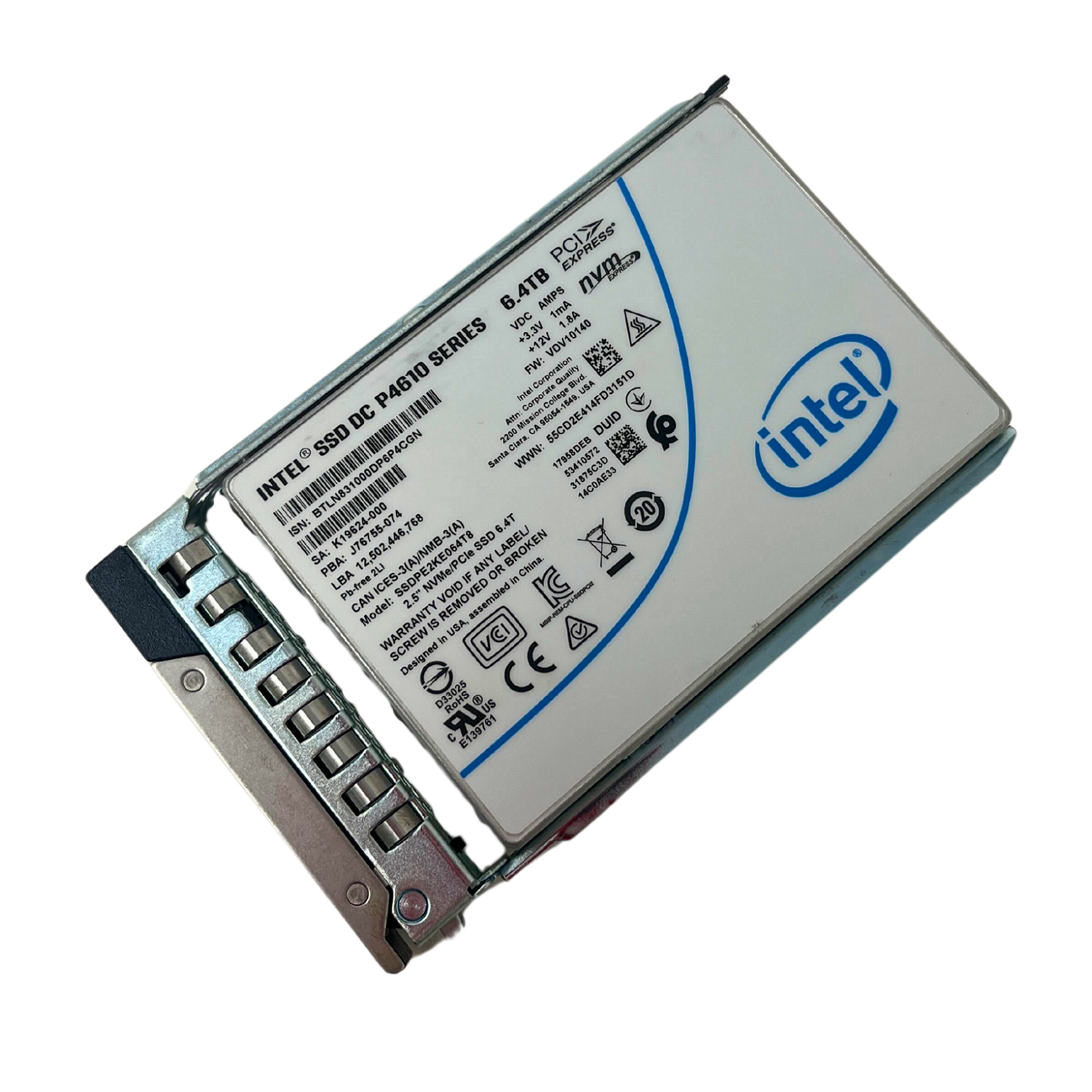 Intel 6.4TB NVMe PCIe U.2 2.5" SSD DC P4610 Series SSDPE2KE064T8