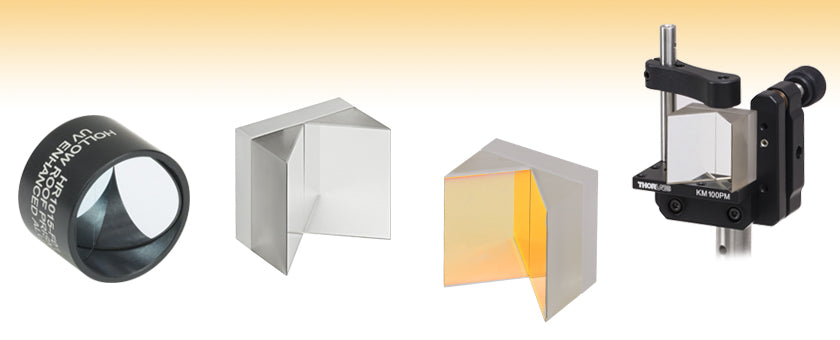 T-HRS1015-M01 - 1" x 1" Hollow Roof Prism Mirror, Protected Gold