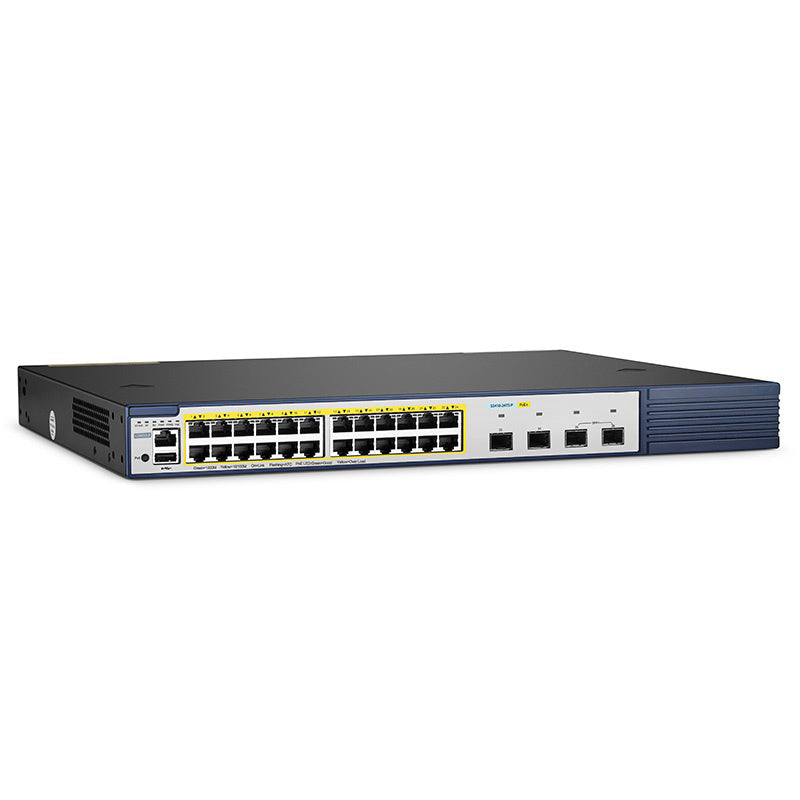 FS-S3410-24TS-P, 24-Port Gigabit Ethernet L2+ PoE+ Switch, 24 x PoE+ Ports @740W, with 2 x 10Gb SFP+ Uplinks and 2 x Combo SFP Ports, Stackable Switch, Broadcom Chip