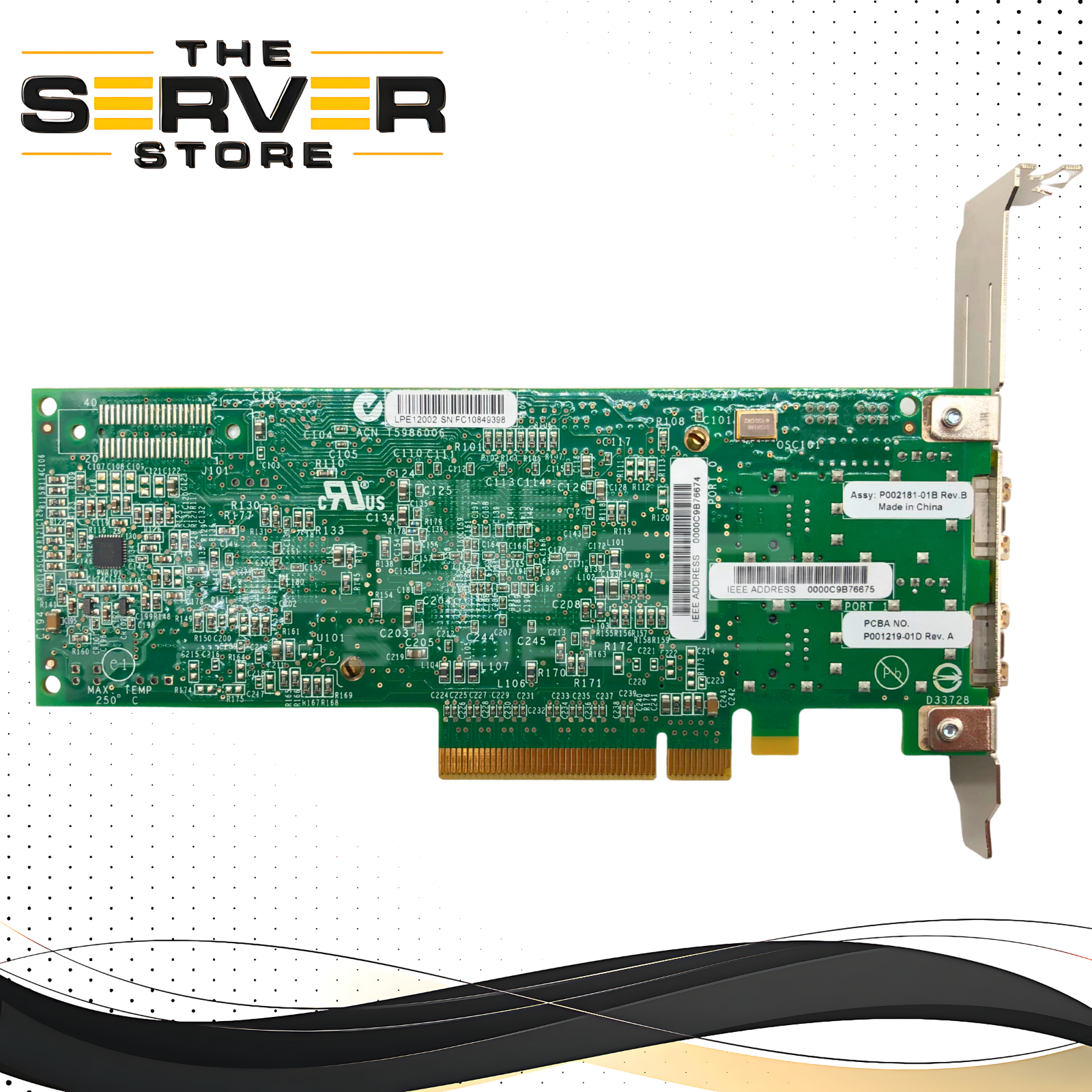 IBM Emulex LPE12002 8Gb Dual-Port Fibre Channel PCIe HBA HP P002181-01B, 10N9824
