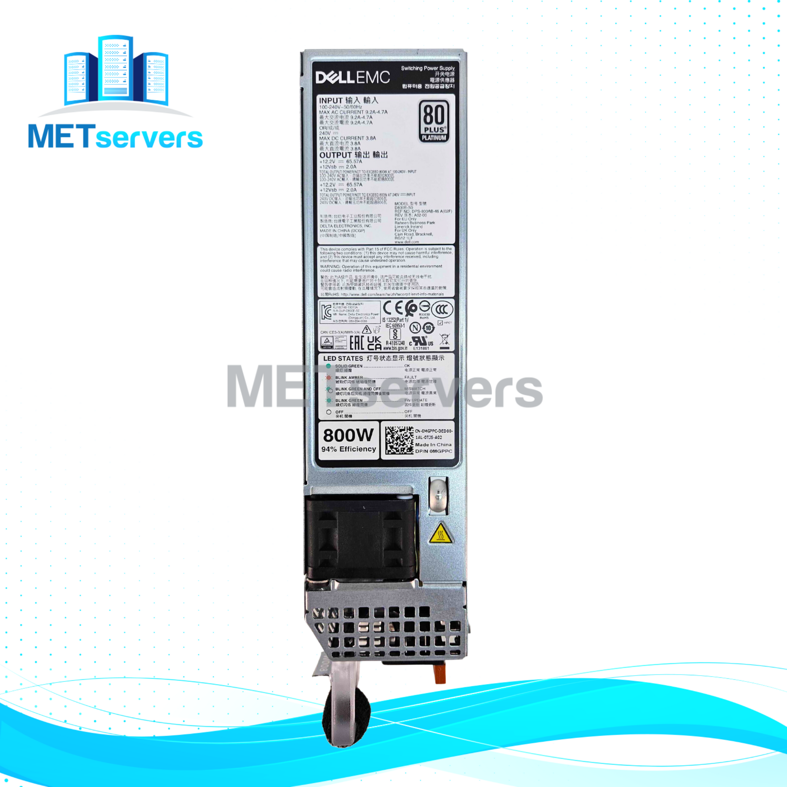 Dell R650/R750/R6525/R7525 800W 80Plus Platinum Power Supply (0MGPPC)