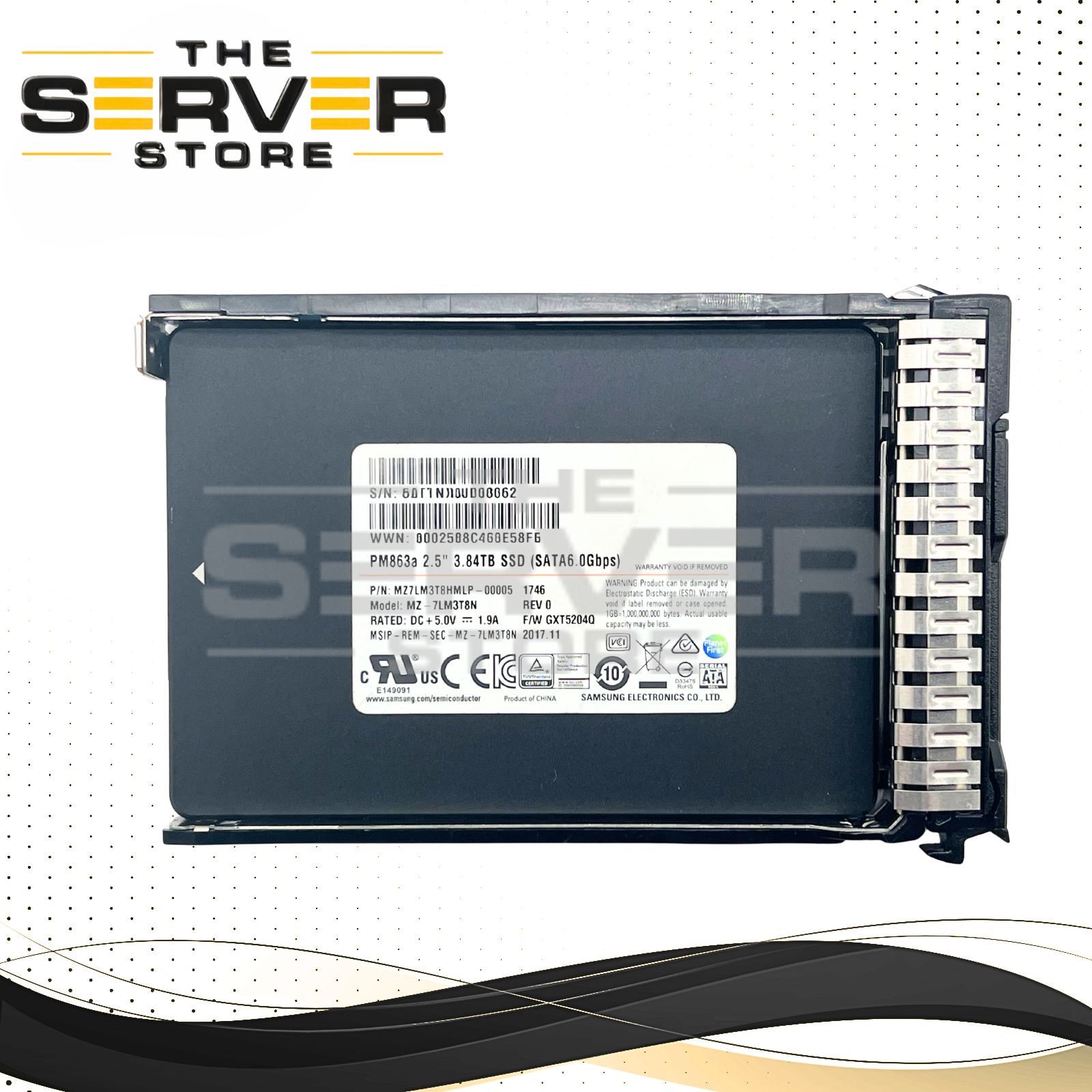 Samsung 3.84TB SATA 6G RI (with SC SFF Tray) 2.5" SSD PM863a MZ-7LM3T8N MZ7LM3T8HMLP for HPE ProLiant Server