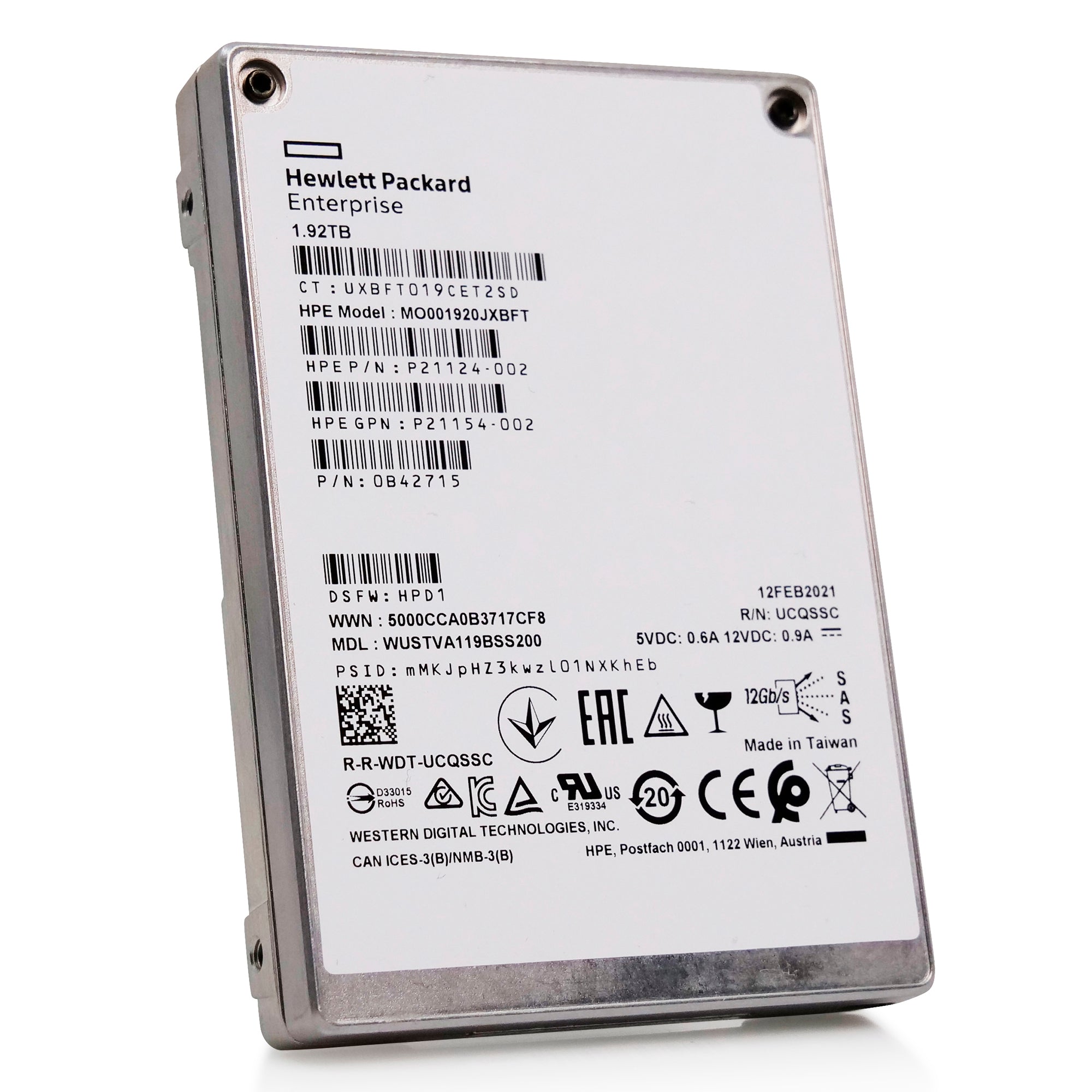 Western Digital/HP Ultrastar DC SS540 WUSTVA119BSS200 0B42715 1.92TB 1 DWPD SAS 12Gb/s 3D TLC 2.5in Read-Intensive Solid State Drive