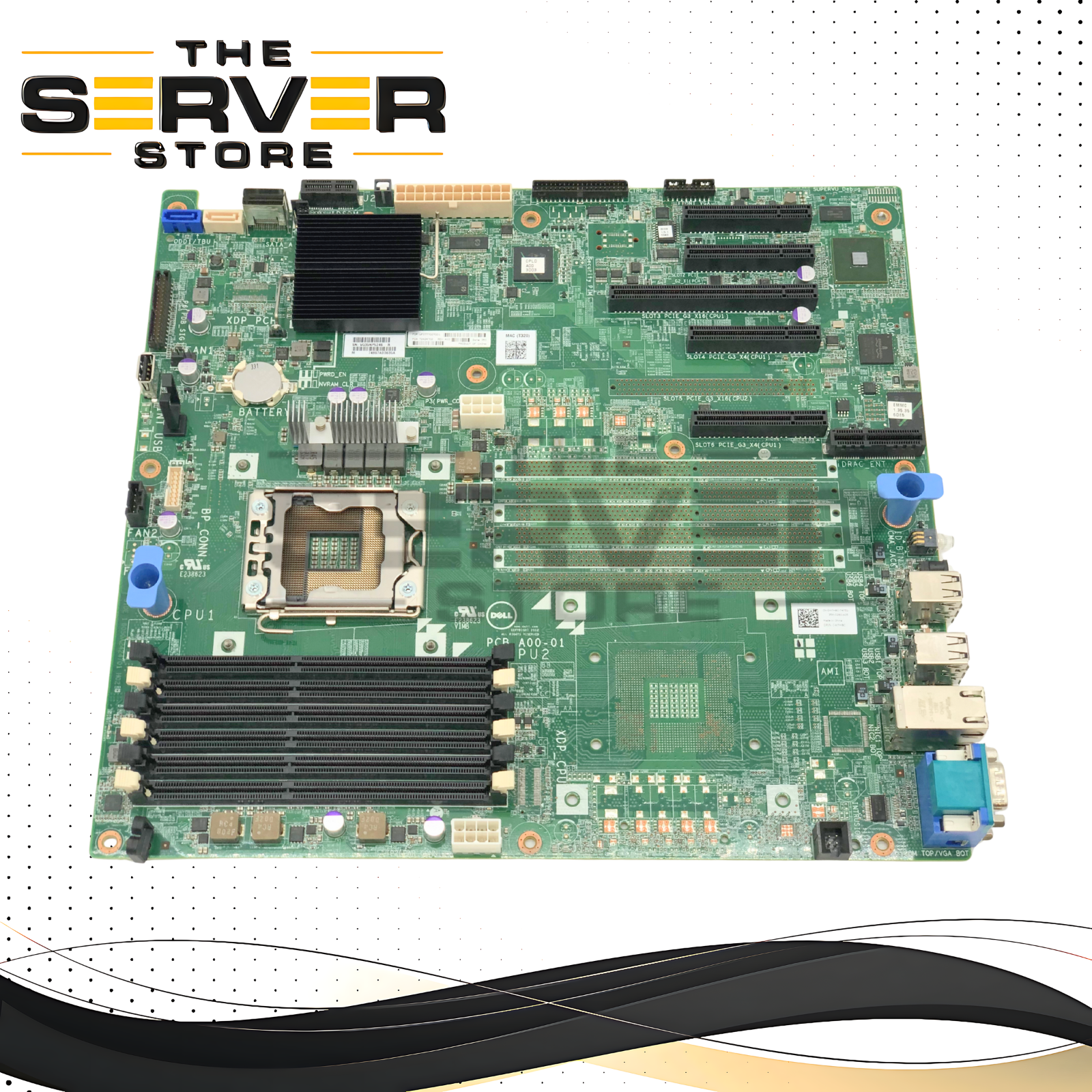 Dell PowerEdge T320 Server Motherboard with 1x LGA1356 Socket. P/N: W7H8C, 0W7H8C.