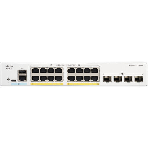 Cisco C1300-16P-4X Catalyst 1300 16-Port Gigabit PoE+ Managed Switch with 4x 10G SFP+ Uplinks