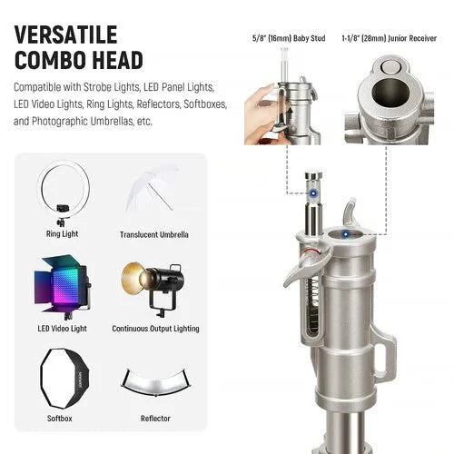 Neewer ST240SS Stainless Steel Light Stand with Casters (7.9')