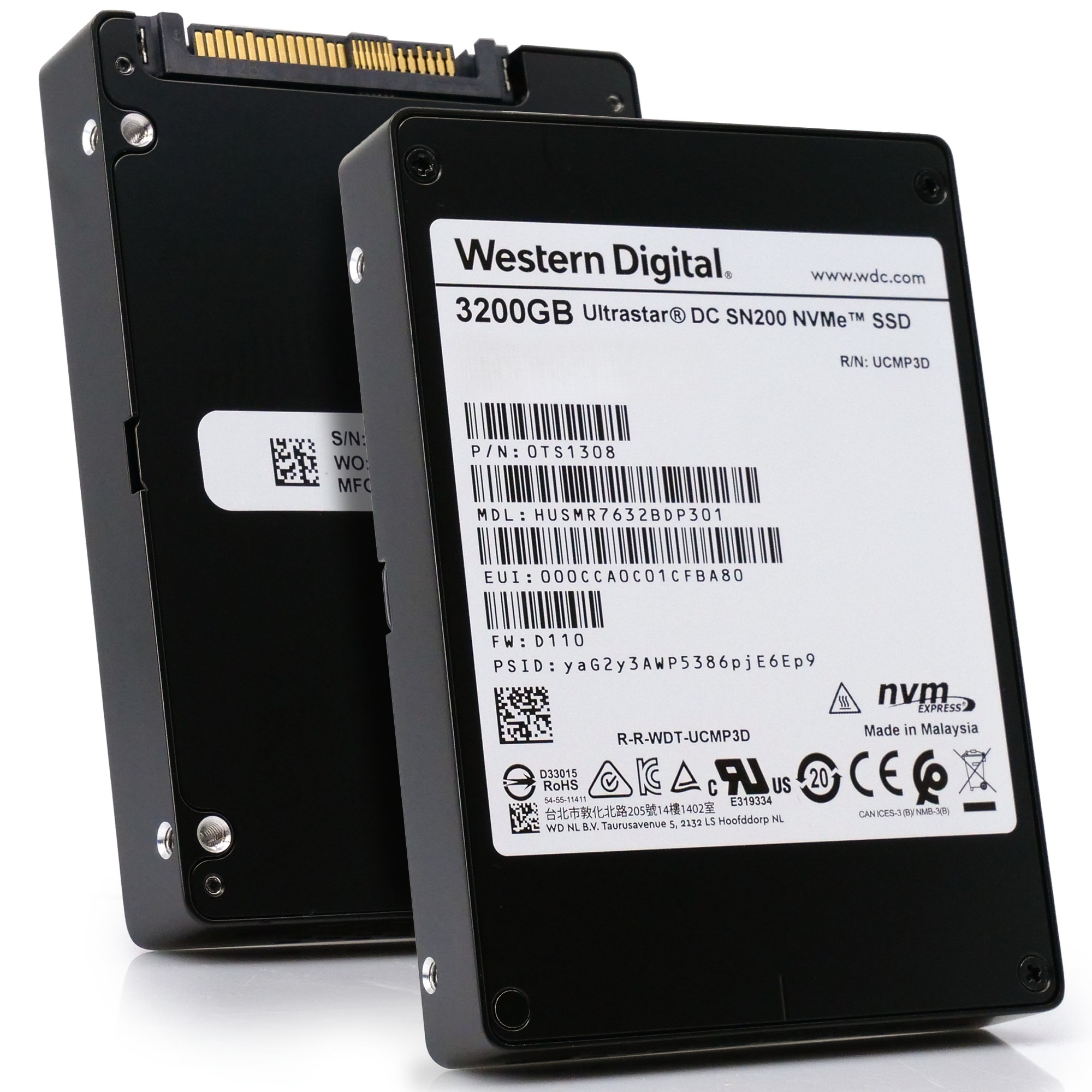Western Digital/HGST Ultrastar DC SN200 HUSMR7632BDP301 3.2TB PCIe Gen 3.0 x4 4GB/s NVMe 2.5in Refurbished SSD