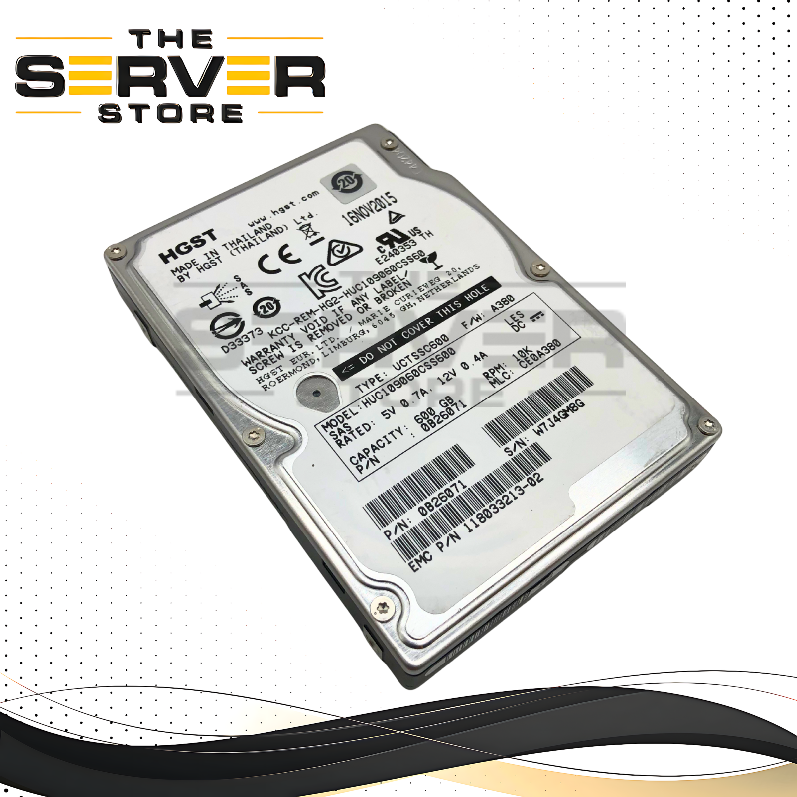 EMC HGST 600GB 10K 6Gb/s SAS 2.5 SFF Enterprise HDD HUC109060CSS600 118033213-02