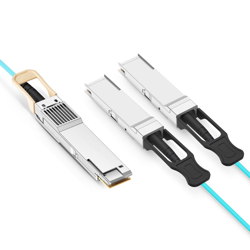 NSComm 200G QSFP56 to 2x100G QSFP56 Active Optical Cable, OM3 Multimode, up to 30m