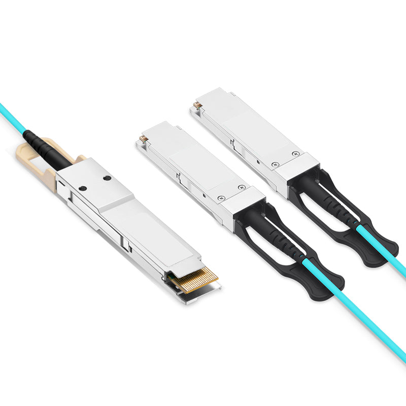 NSComm 200G QSFP56 to 2x100G QSFP56 Active Optical Cable, OM3 Multimode, up to 30m